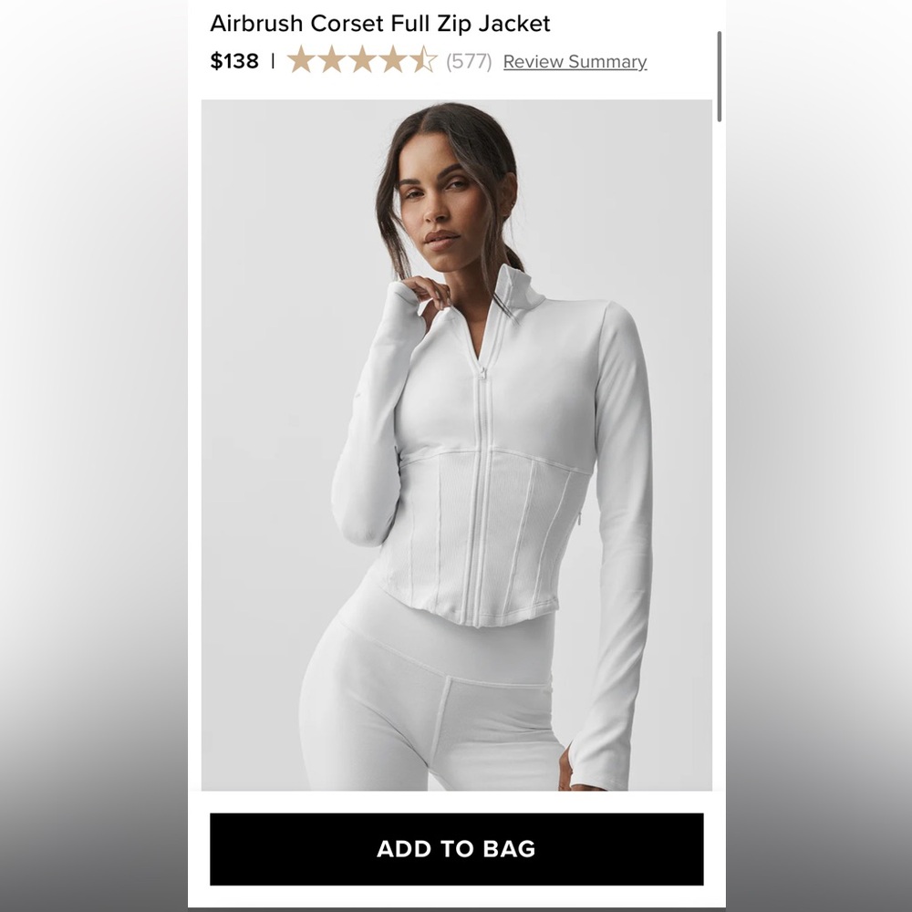 Alo airbrush full length corset zip up